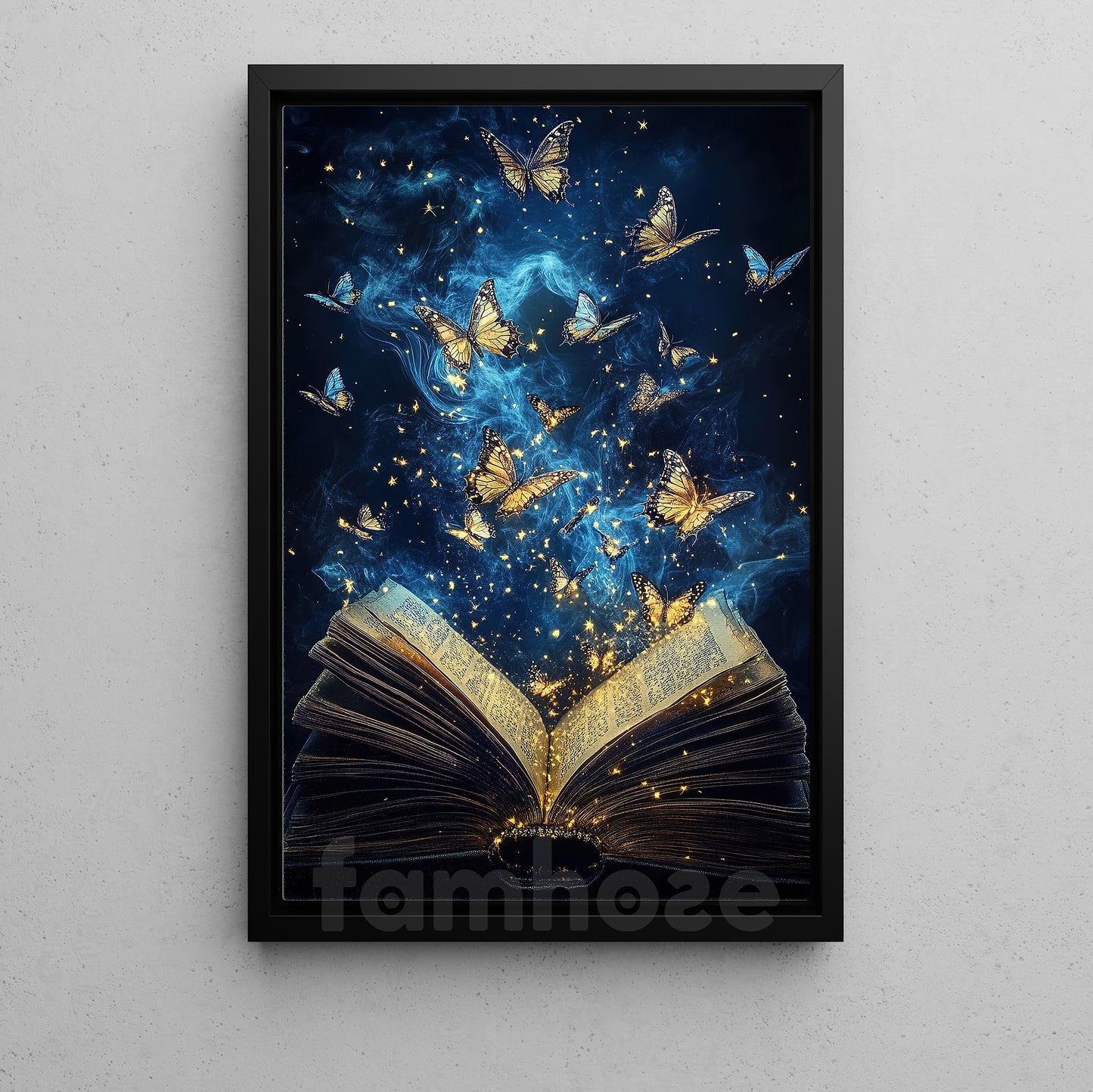 Book Canvas Painting, Dreamy Butterfly Book Wall Art Decor, Poster Gift For Reading Lovers