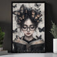 Reading Girl Canvas Painting, Dark Academia Reading Girl Wall Art Decor, Poster Gift For Book Lover