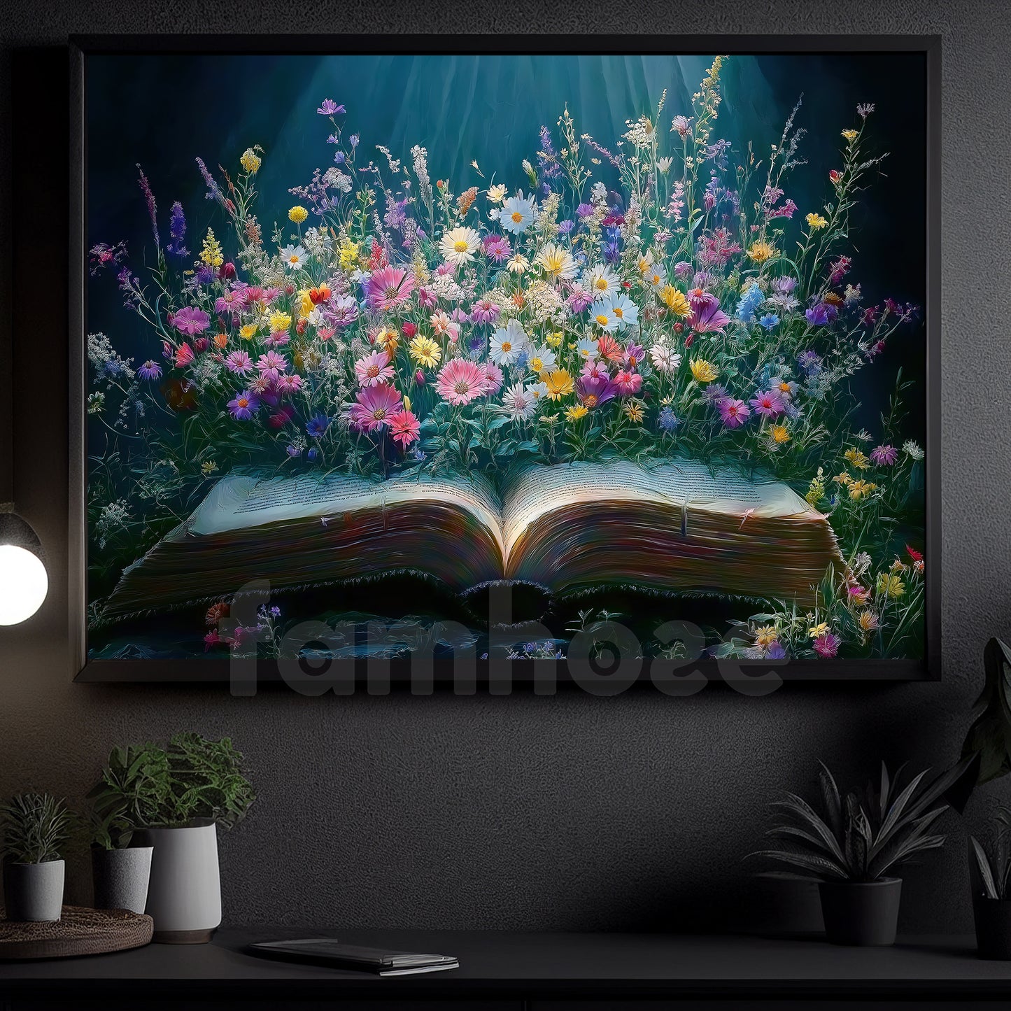 Books Canvas Painting, Where Stories Bloom Wall Art Decor, Poster Gift For Reading Lovers, Book Lovers