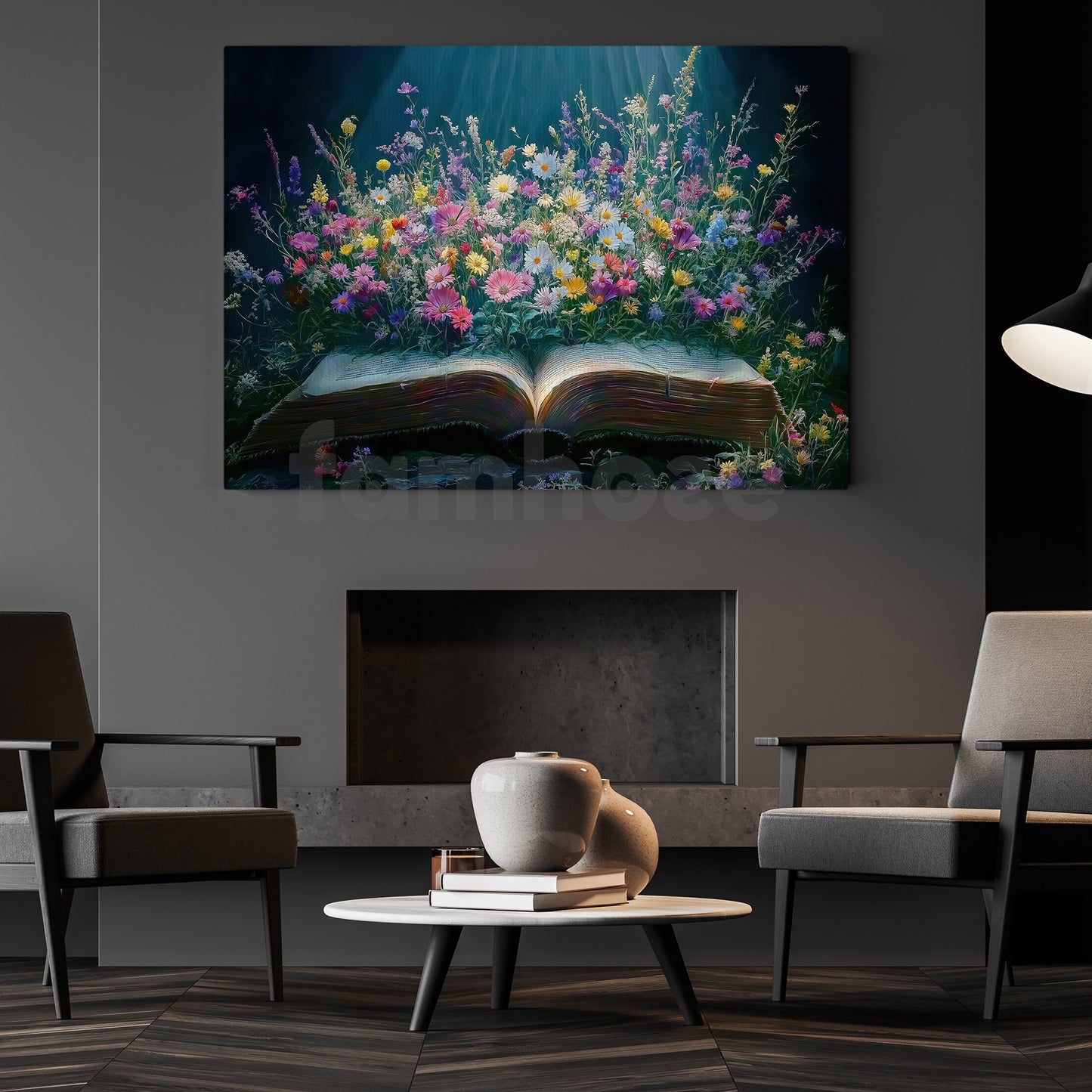 Books Canvas Painting, Where Stories Bloom Wall Art Decor, Poster Gift For Reading Lovers, Book Lovers