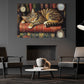 Books Canvas Painting, Sleeping Cat On Books Wall Art Decor, Poster Gift For Reading Lovers, Cat Lovers