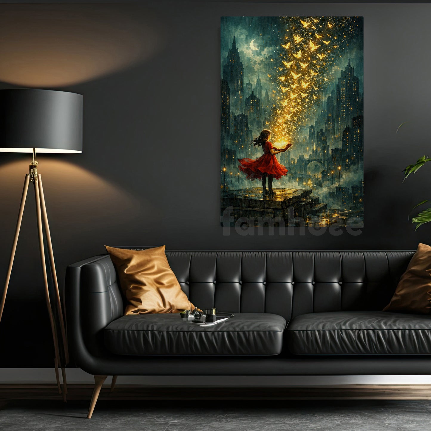 Magic Book Canvas Painting, Magical Girl With Glowing Wall Art Decor, Poster Gift For Reading Lover