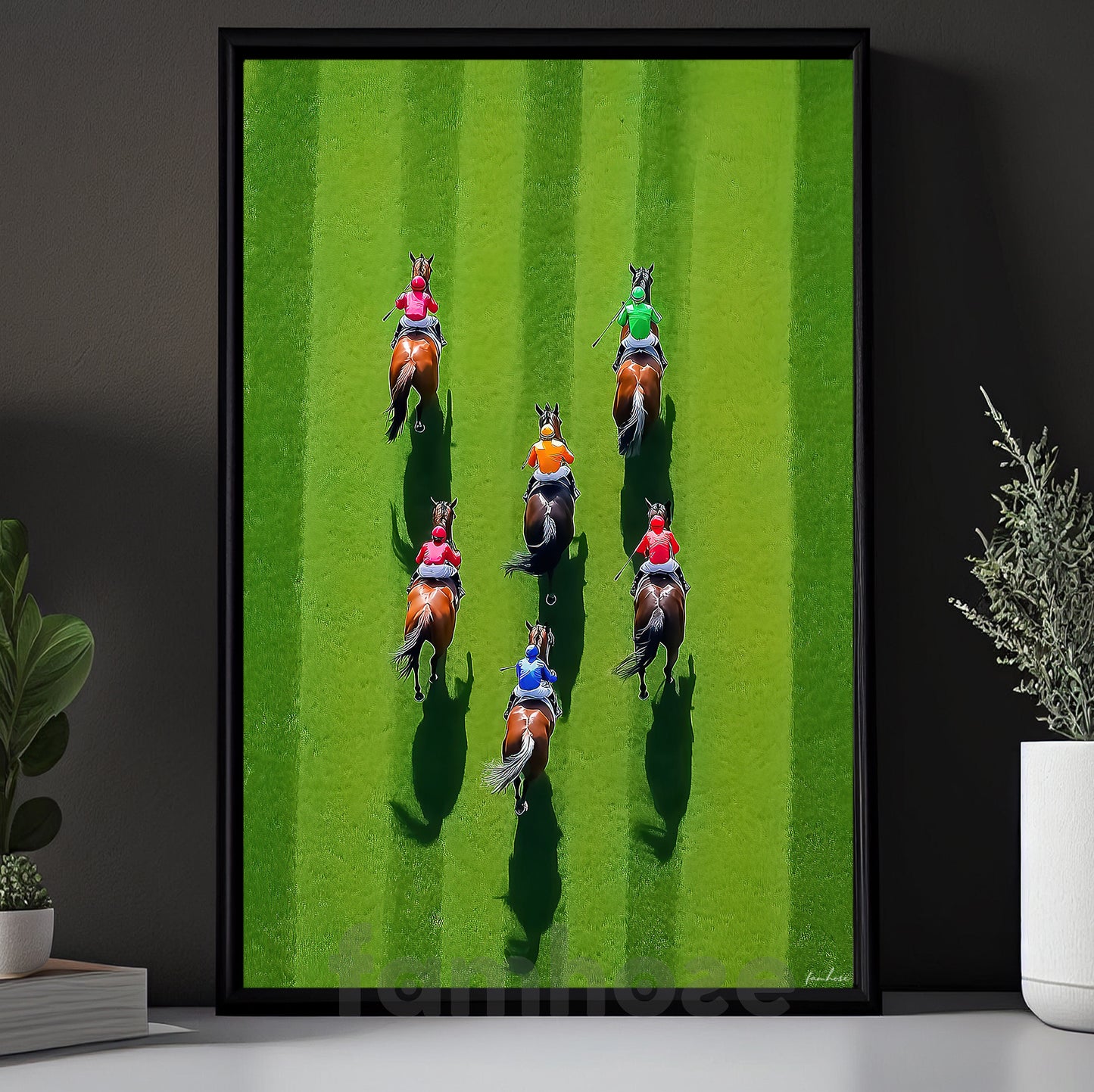 Kentucky Derby Day Canvas Painting, Horse Racing Aerial View Wall Art Decor, Poster Gift For Horse Racing Lover