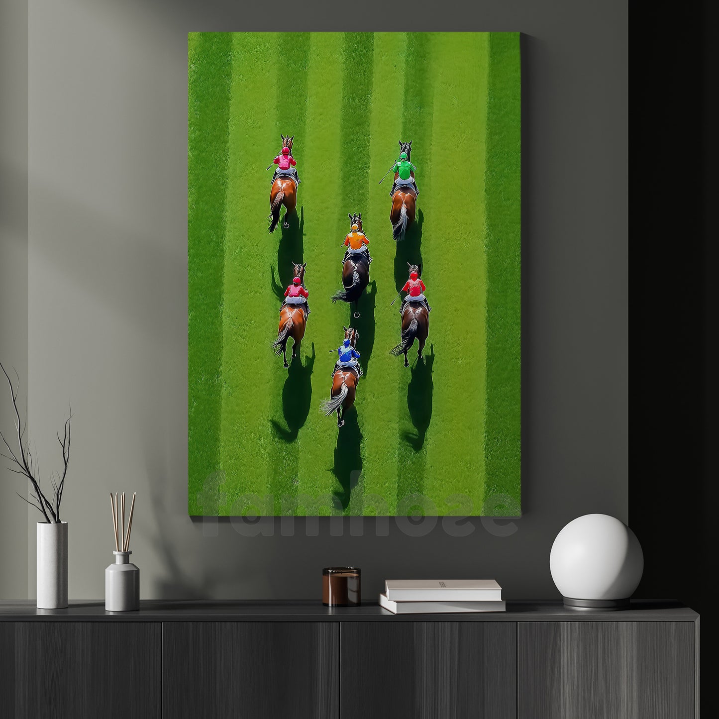 Kentucky Derby Day Canvas Painting, Horse Racing Aerial View Wall Art Decor, Poster Gift For Horse Racing Lover