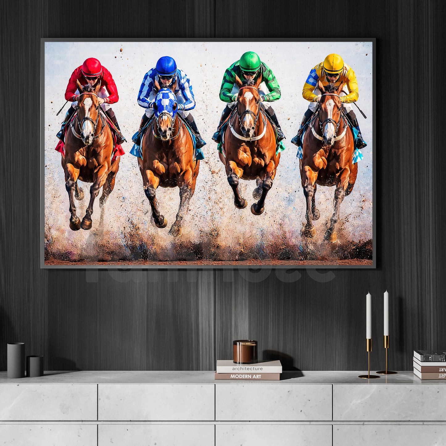 Secretariat Horse Canvas Painting, Secretariat Race Day Rush Wall Art Decor, Poster Gift For Horse Racing Lovers, Fan Of Kentucky Derby