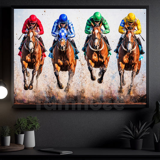 Secretariat Horse Canvas Painting, Secretariat Race Day Rush Wall Art Decor, Poster Gift For Horse Racing Lovers, Fan Of Kentucky Derby