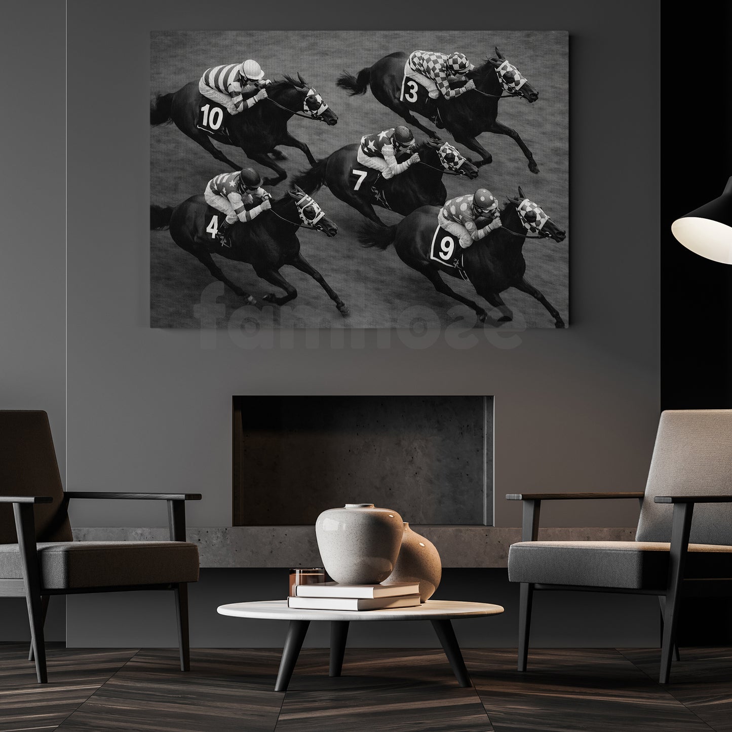 Kentucky Derby Day Canvas Painting, Black And White Horse Racing Wall Art Decor, Poster Gift For Horse Racing Lover