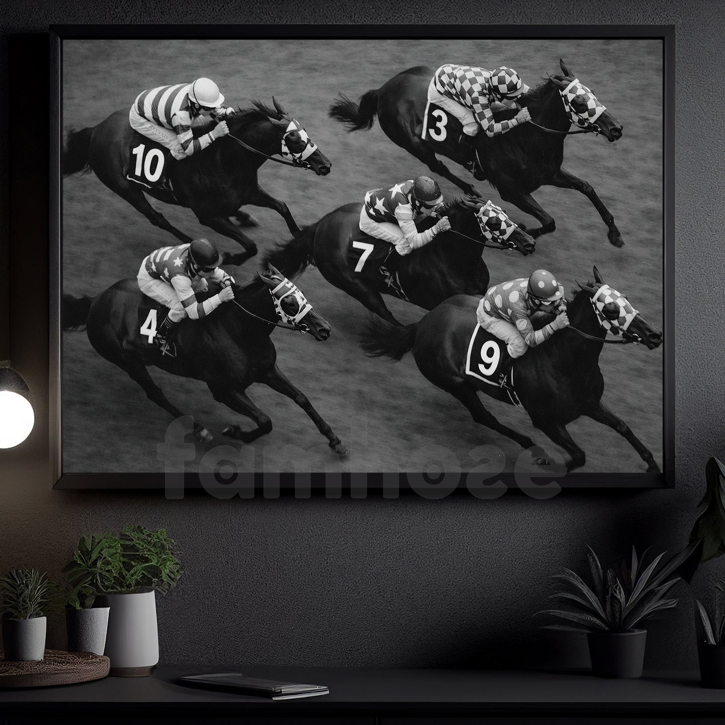 Kentucky Derby Day Canvas Painting, Black And White Horse Racing Wall Art Decor, Poster Gift For Horse Racing Lover