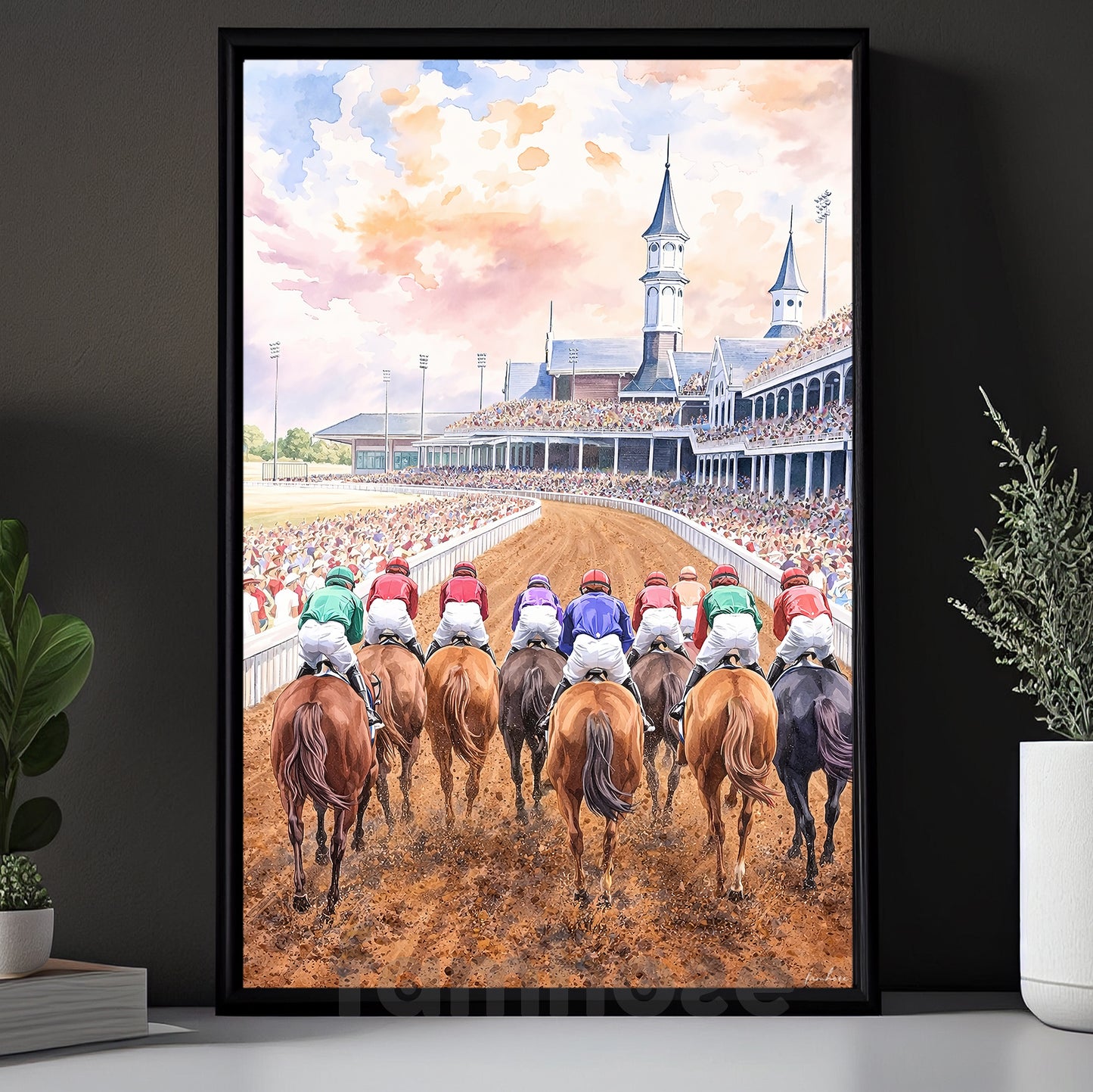 Horse Racing Canvas Painting, Horse Racing Track Wall Art Decor, Poster Gift For Horse Racing Lovers, Fan Of Kentucky Derby