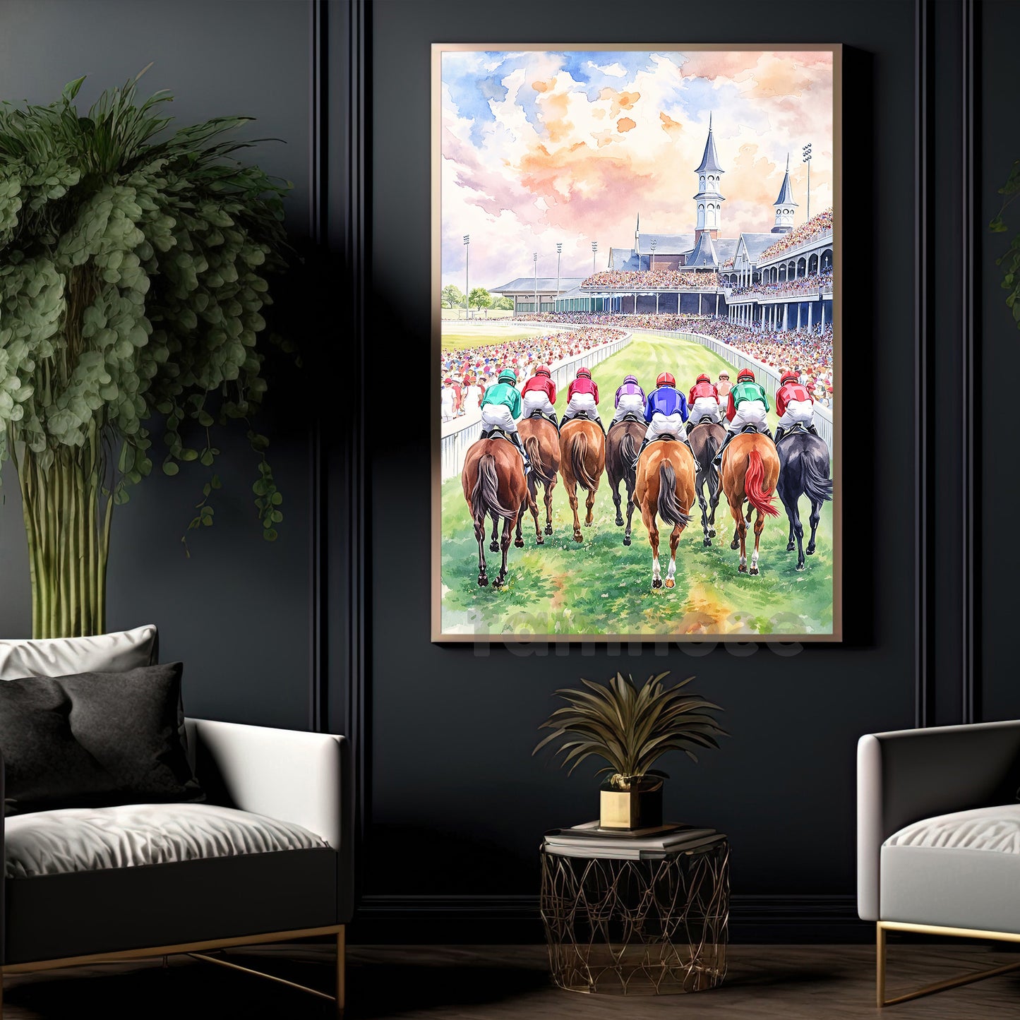 Kentucky Derby Day Canvas Painting, Churchill Downs Wall Art Decor, Poster Gift For Horse Racing Lover