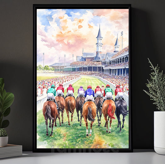 Kentucky Derby Day Canvas Painting, Churchill Downs Wall Art Decor, Poster Gift For Horse Racing Lover