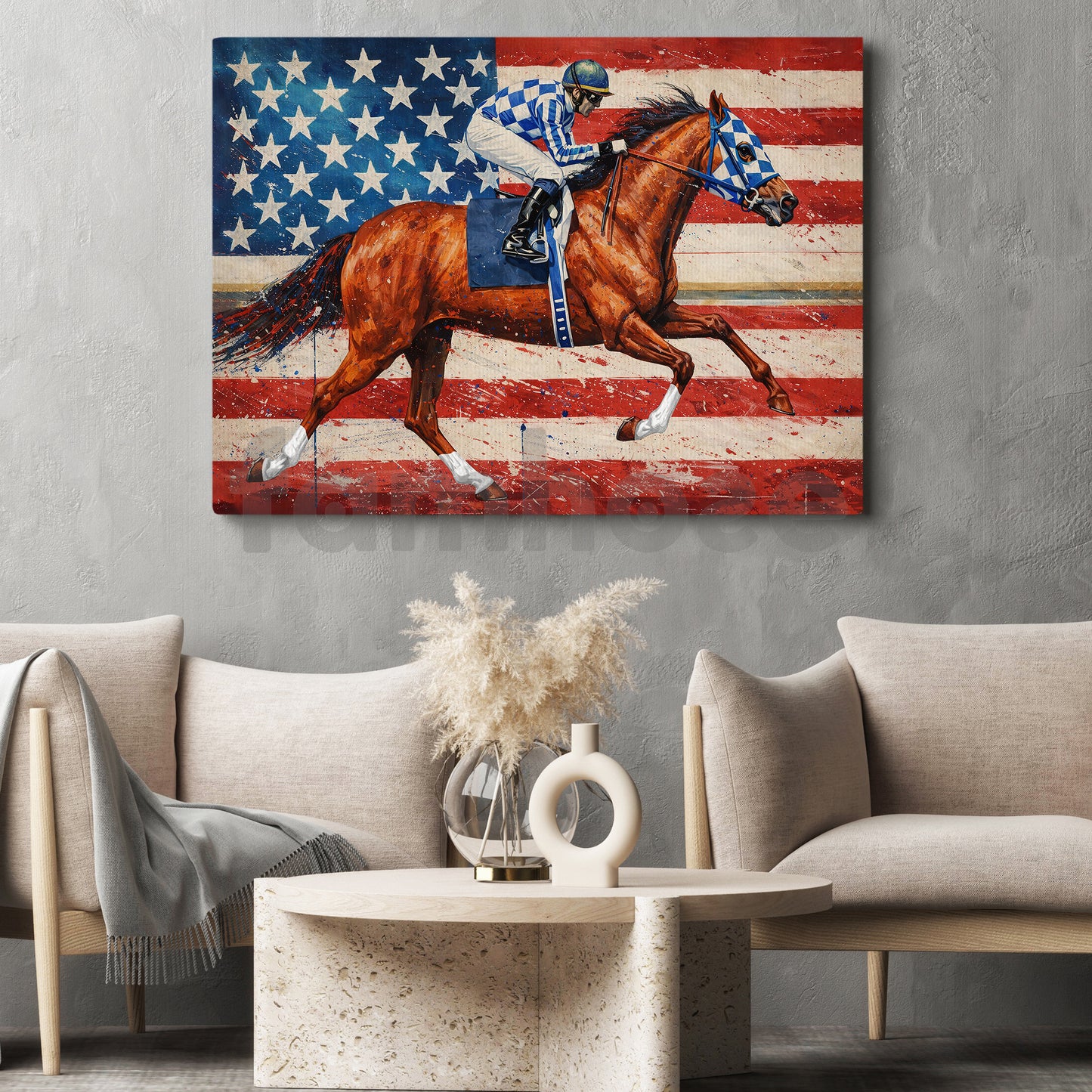 Secretariat Canvas Painting, The Patriot's Gallop With Secretariat, Jockey Wall Art Decor, Poster Gift For Horse Racing Lovers