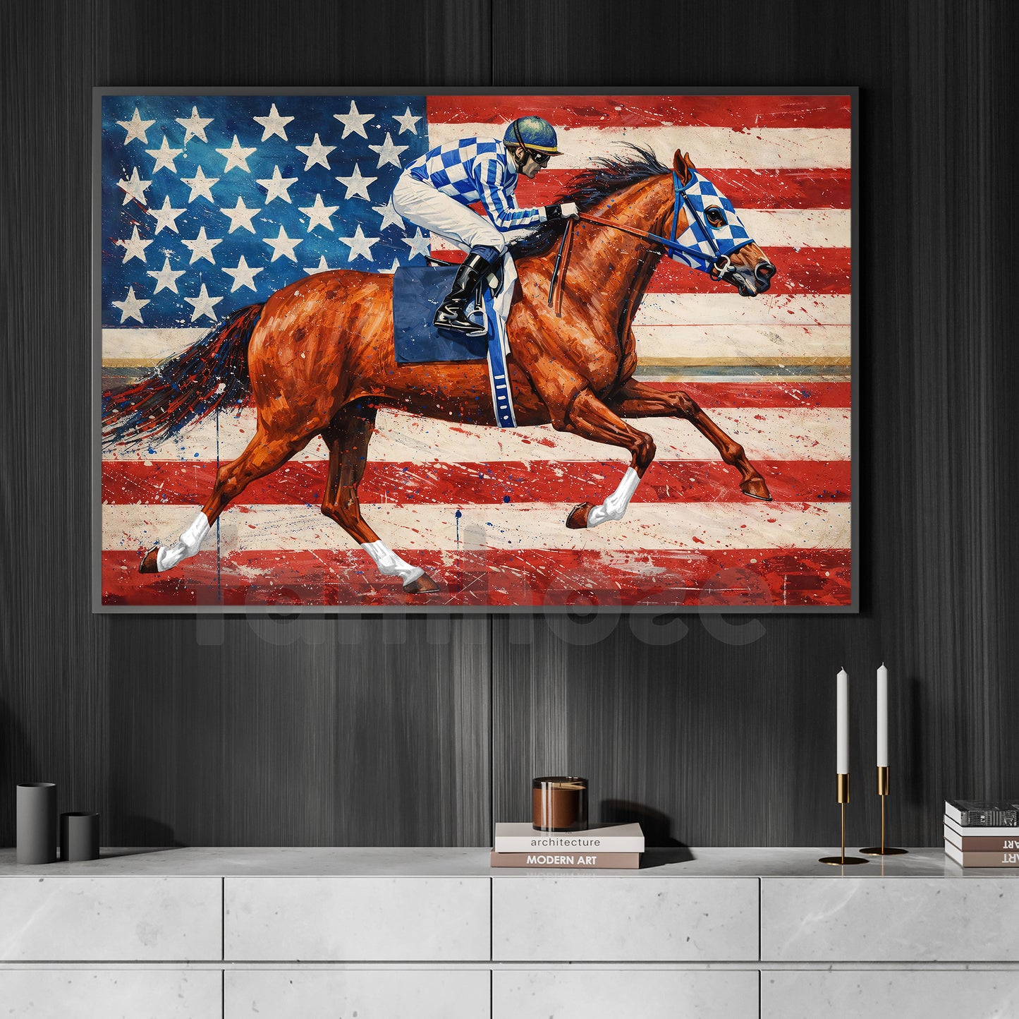 Secretariat Canvas Painting, The Patriot's Gallop With Secretariat, Jockey Wall Art Decor, Poster Gift For Horse Racing Lovers