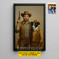 Personalized Cowboy & Dog Canvas Painting, Western Style Portrait Wall Art Decor, Poster Gift For Cowboys, Dog Lovers