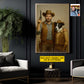 Personalized Cowboy & Dog Canvas Painting, Western Style Portrait Wall Art Decor, Poster Gift For Cowboys, Dog Lovers