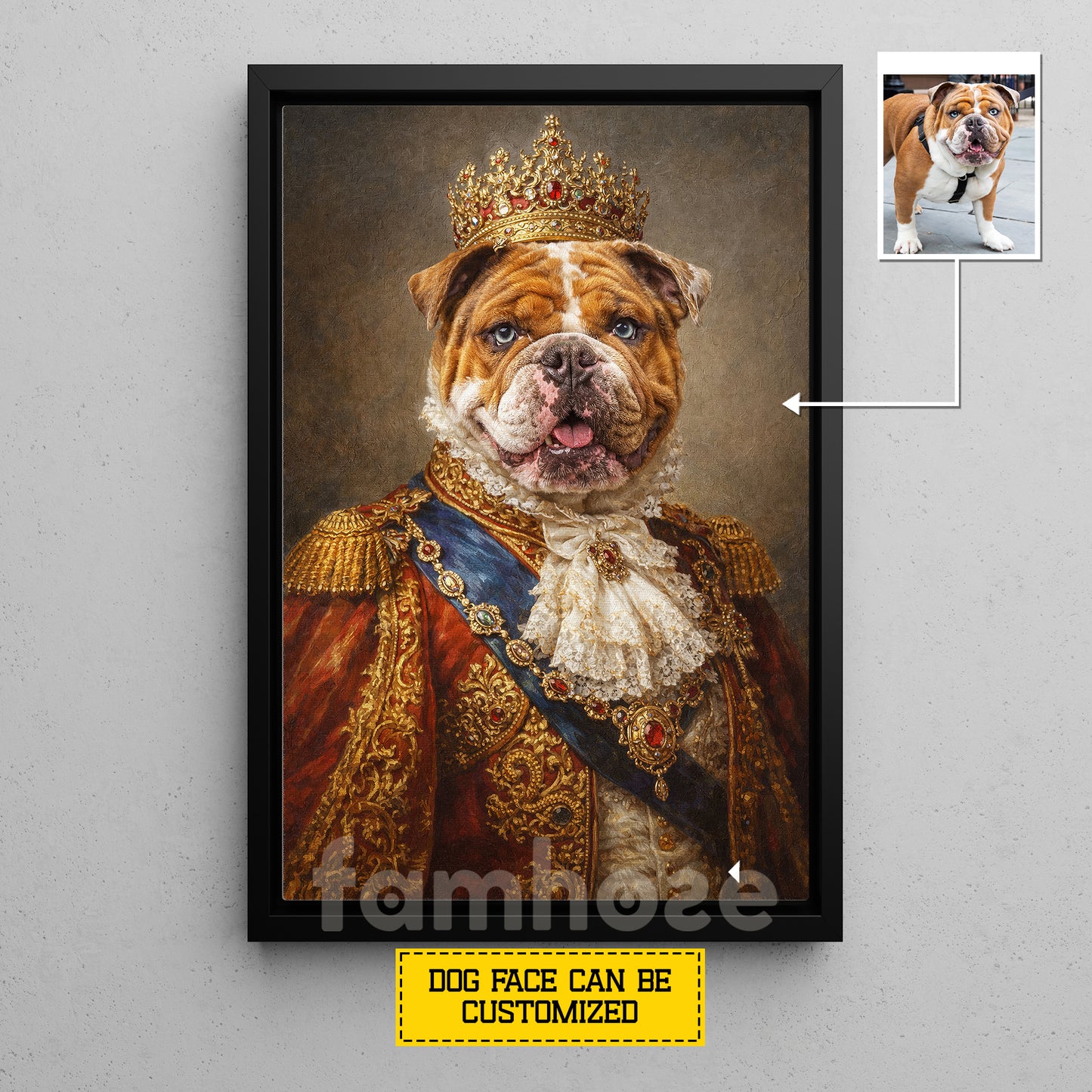 Victorian Dog Canvas Painting, Regal Dog Portrait Wall Art Decor, Poster Gift For Dog Lovers