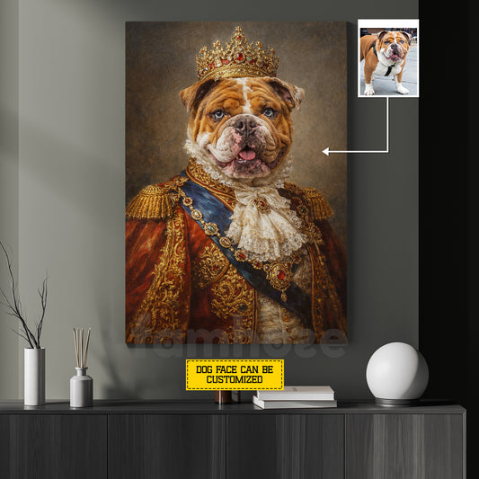 Victorian Dog Canvas Painting, Regal Dog Portrait Wall Art Decor, Poster Gift For Dog Lovers