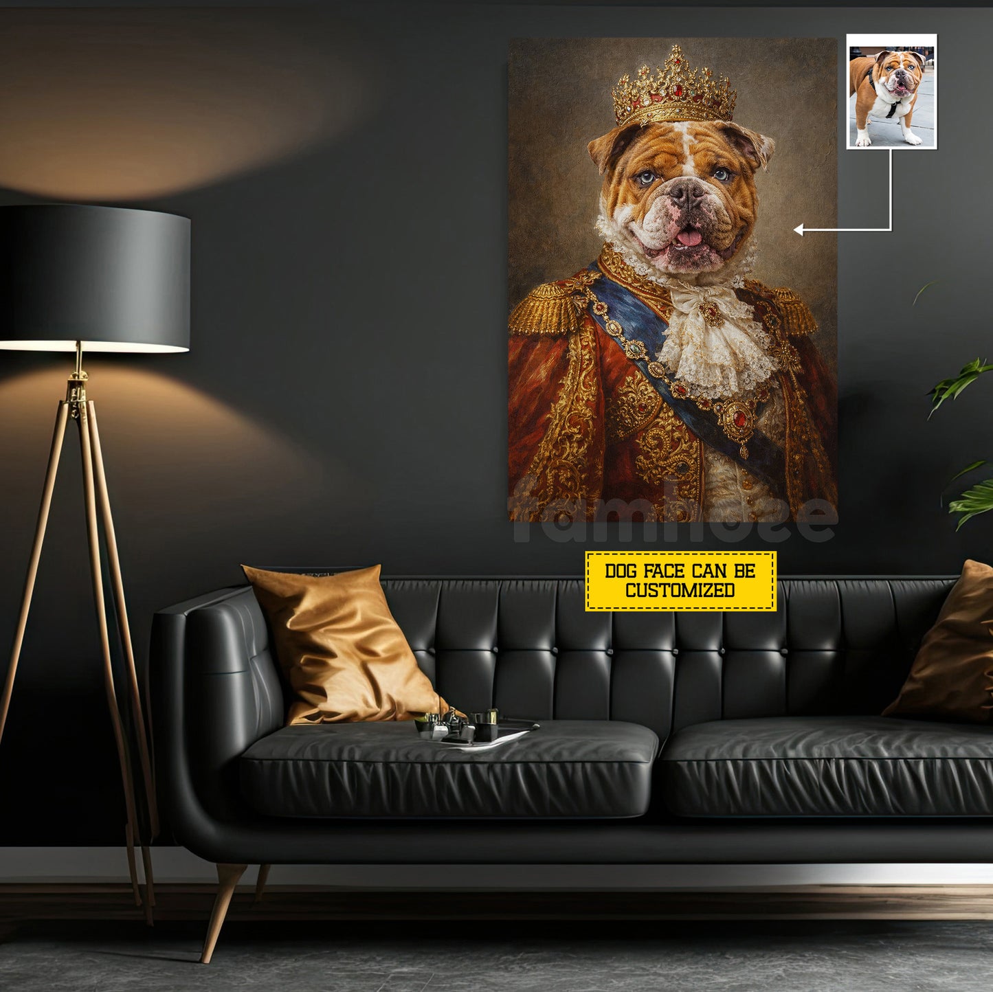 Victorian Dog Canvas Painting, Regal Dog Portrait Wall Art Decor, Poster Gift For Dog Lovers
