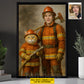 Personalized Firefighter & Cat Canvas Painting, Custom Firefighter Cat Portrait Wall Art Decor, Poster Gift For Firefighter & Cat Lovers