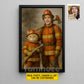 Personalized Firefighter & Cat Canvas Painting, Custom Firefighter Cat Portrait Wall Art Decor, Poster Gift For Firefighter & Cat Lovers