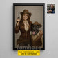 Personalized Cowgirl & Dog Canvas Painting, Western Style Pet Portrait Wall Art Decor, Poster Gift For Cowgirl, Dog Lovers