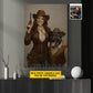 Personalized Cowgirl & Dog Canvas Painting, Western Style Pet Portrait Wall Art Decor, Poster Gift For Cowgirl, Dog Lovers
