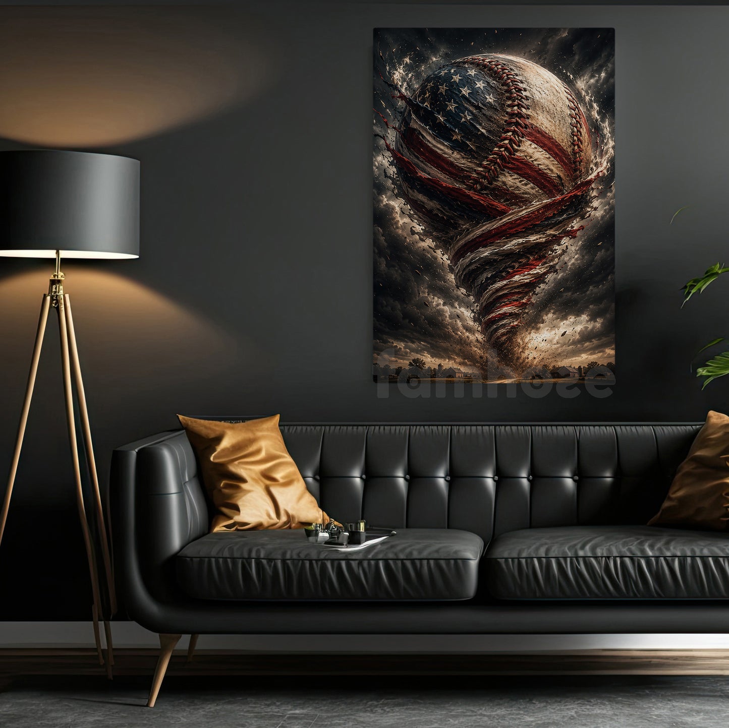 July 4th Baseball Canvas Painting, Baseball Tornado Of Freedom Sport Wall Art Decor, Poster Independence Day Gift For Baseball Lover