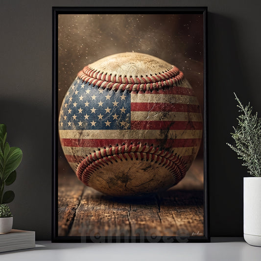 Vintage July 4th Baseball Canvas Painting, Freedom Baseball Sport Wall Art Decor, Poster Independence Day Gift For Baseball Lover