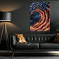 July 4th Canvas Painting, Freedom Fire Wave Wall Art Decor, Poster Independence Day Gift For American Patriot