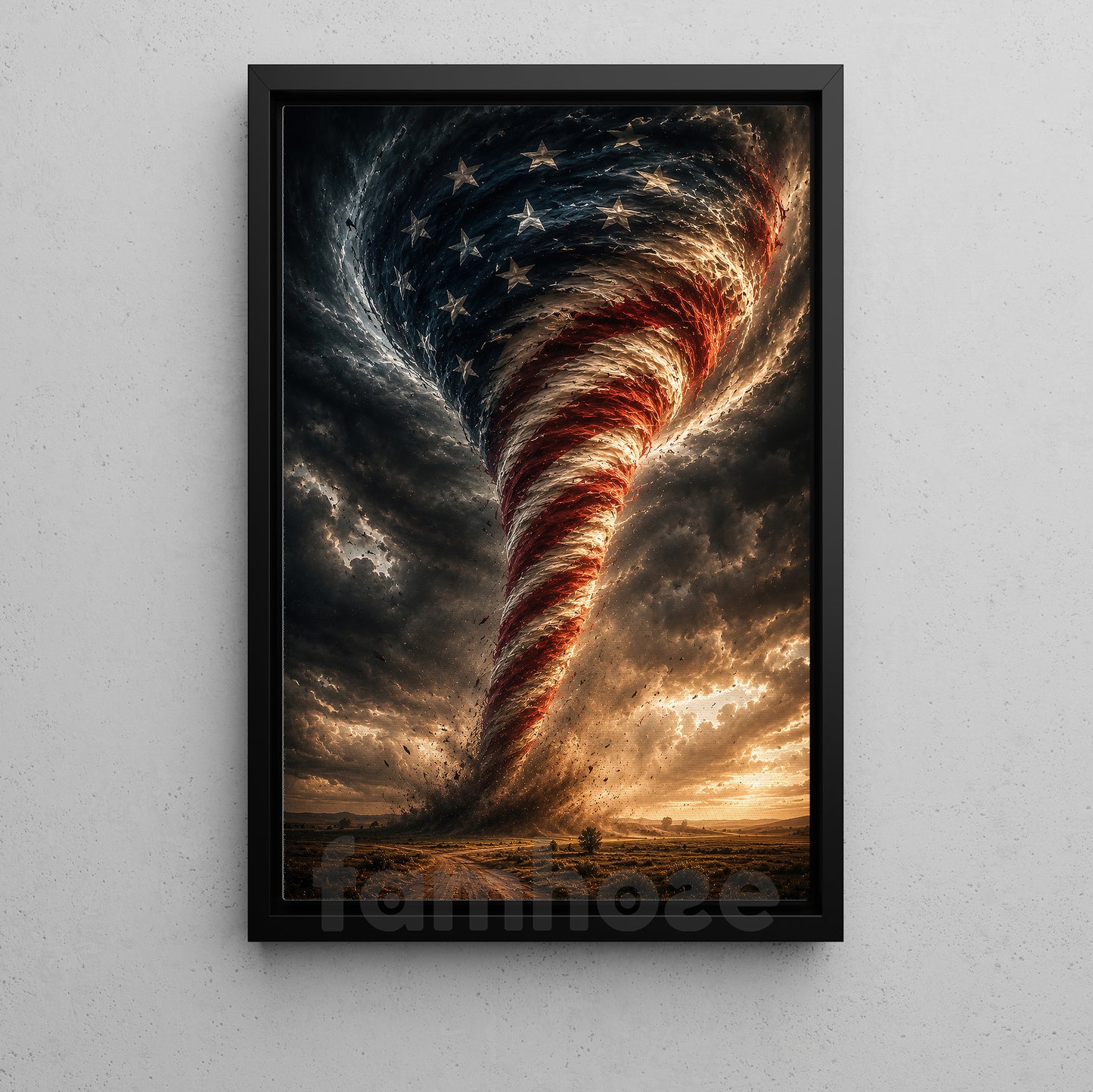 July 4th Canvas Painting, Patriotic Tornado Of Stars Wall Art Decor, Poster Independence Day Gift For American Lover