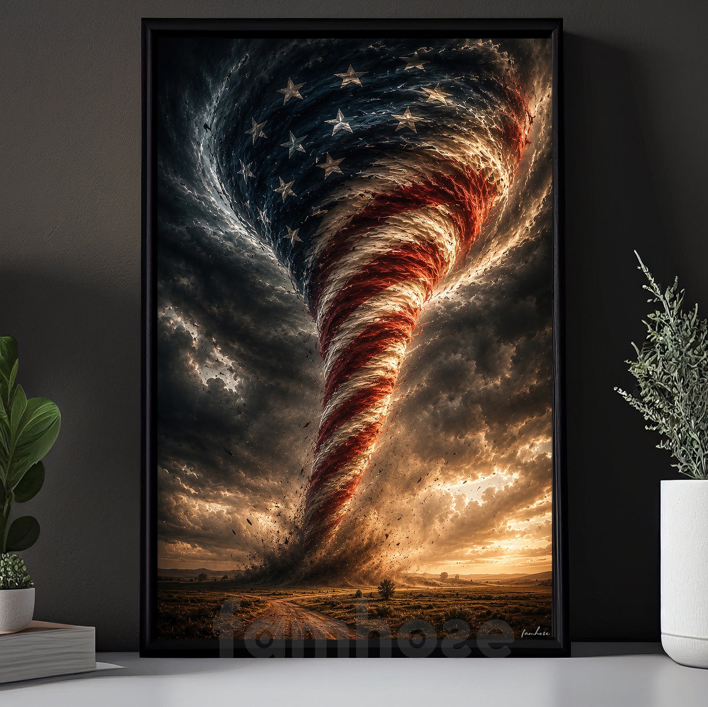 July 4th Canvas Painting, Patriotic Tornado Of Stars Wall Art Decor, Poster Independence Day Gift For American Lover