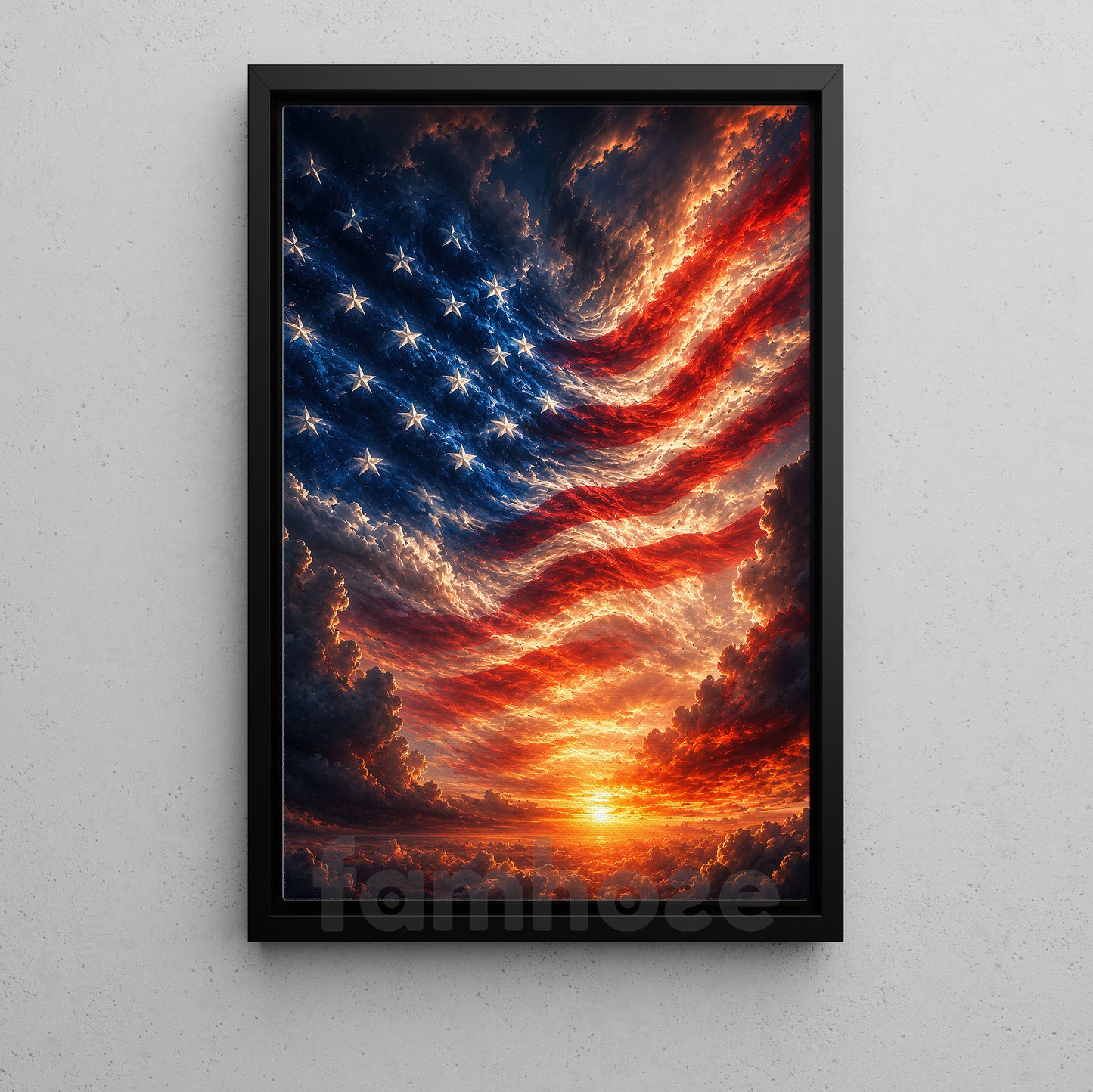 July 4th Canvas Painting, Liberty Sky Wave Wall Art Decor, Poster Independence Day Gift For American Lover