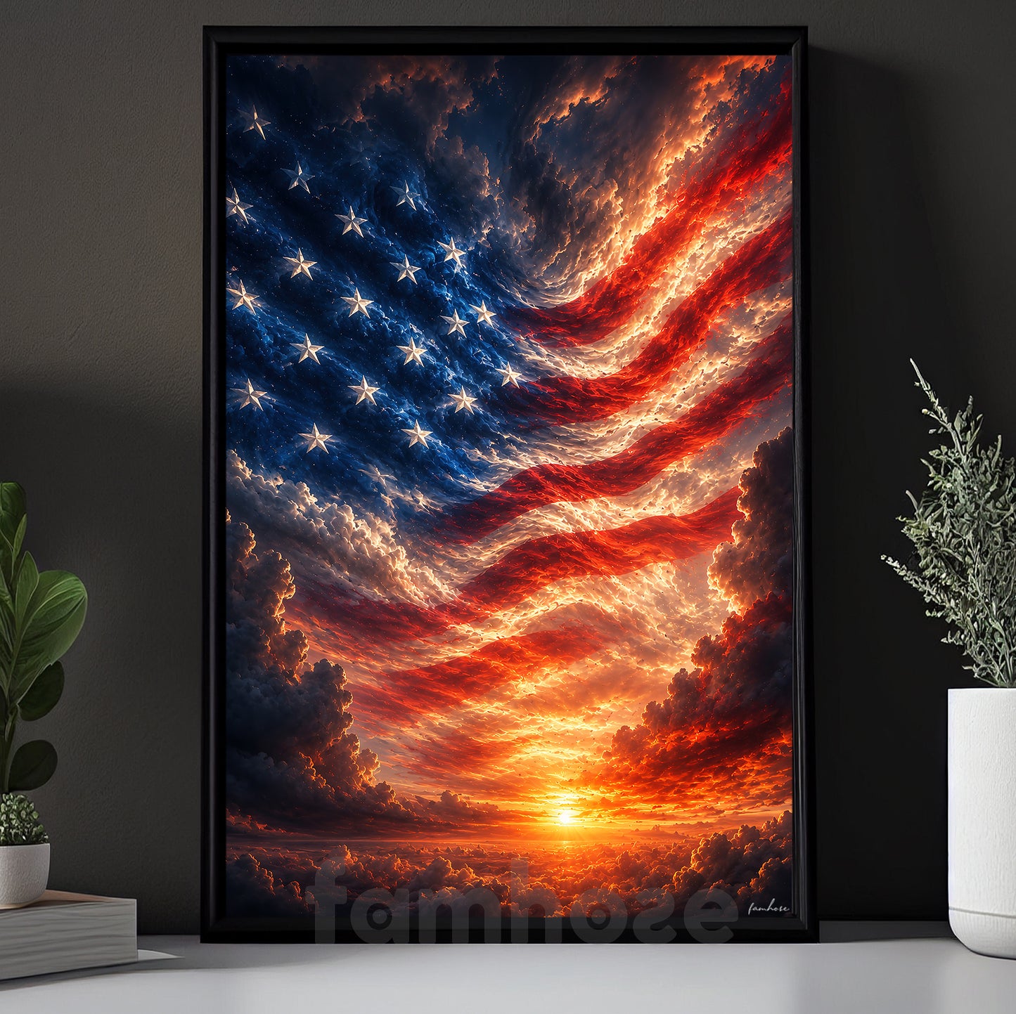July 4th Canvas Painting, Liberty Sky Wave Wall Art Decor, Poster Independence Day Gift For American Lover