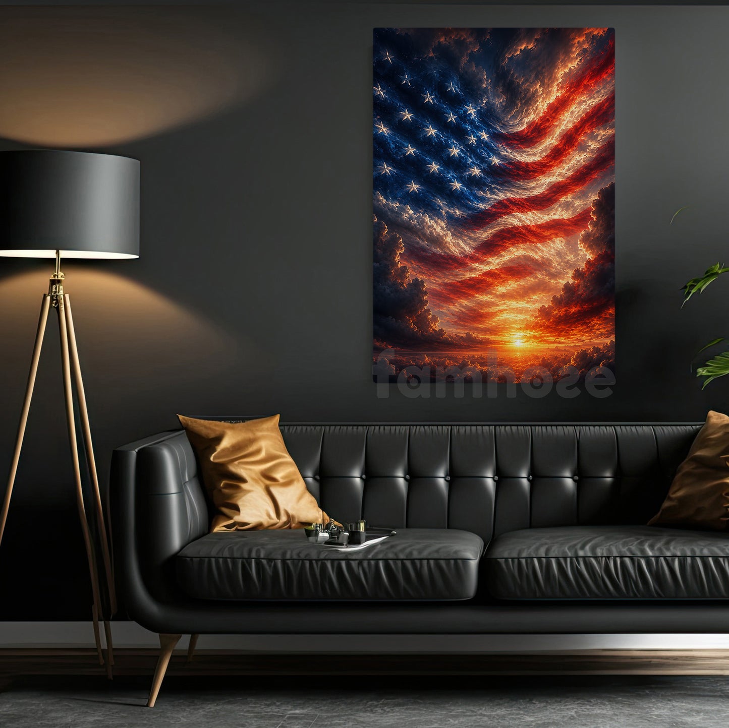 July 4th Canvas Painting, Liberty Sky Wave Wall Art Decor, Poster Independence Day Gift For American Lover