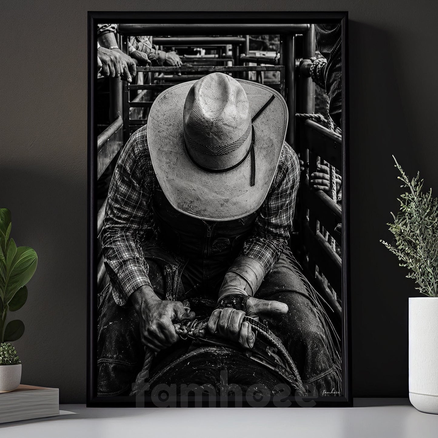 Cowboy Canvas Painting, Built By Dust And Grit Cowboy Western Wall Art Decor, Poster Gift For Cowboys