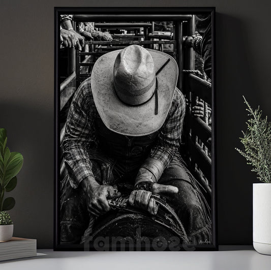 Cowboy Canvas Painting, Built By Dust And Grit Cowboy Western Wall Art Decor, Poster Gift For Cowboys