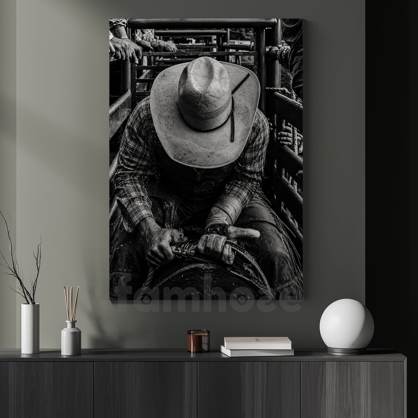 Cowboy Canvas Painting, Built By Dust And Grit Cowboy Western Wall Art Decor, Poster Gift For Cowboys