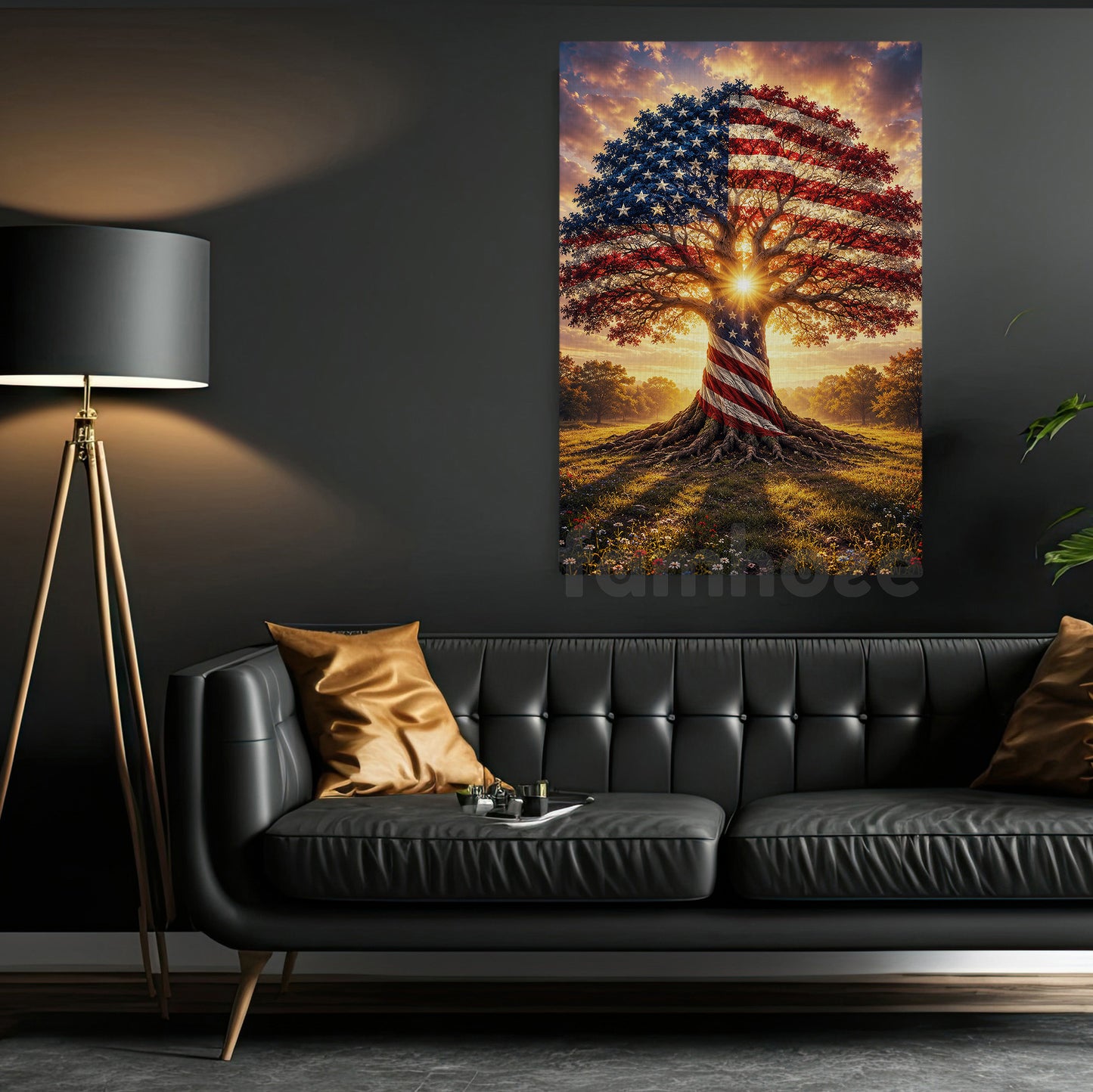 July 4th Canvas Painting, Roots Of Freedom American Flag Wall Art Decor, Poster Independence Day Gift For American Patriot
