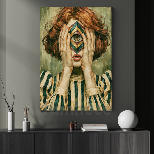 Surreal Psychological Portrait Canvas Painting, What The Mind Refuses To Show Wall Art Decor, Poster Gift For Surreal Art Lover