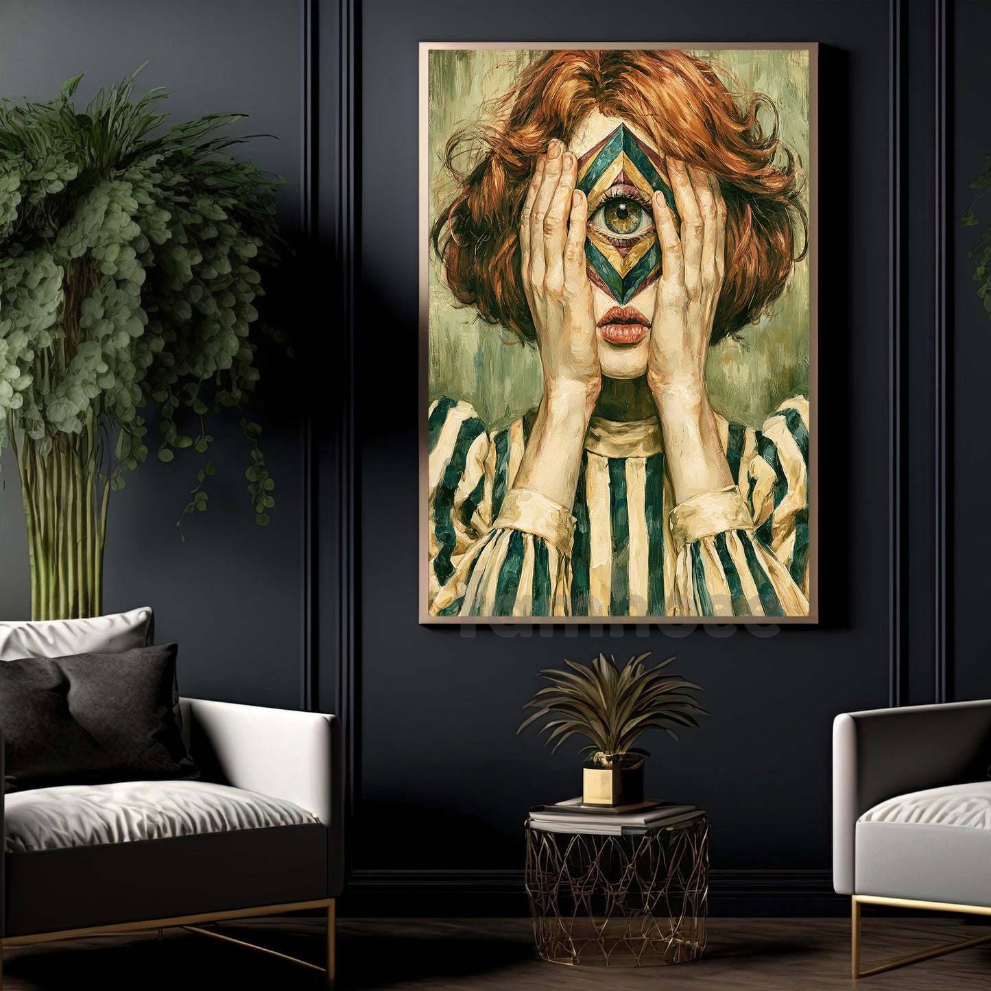 Surreal Psychological Portrait Canvas Painting, What The Mind Refuses To Show Wall Art Decor, Poster Gift For Surreal Art Lover
