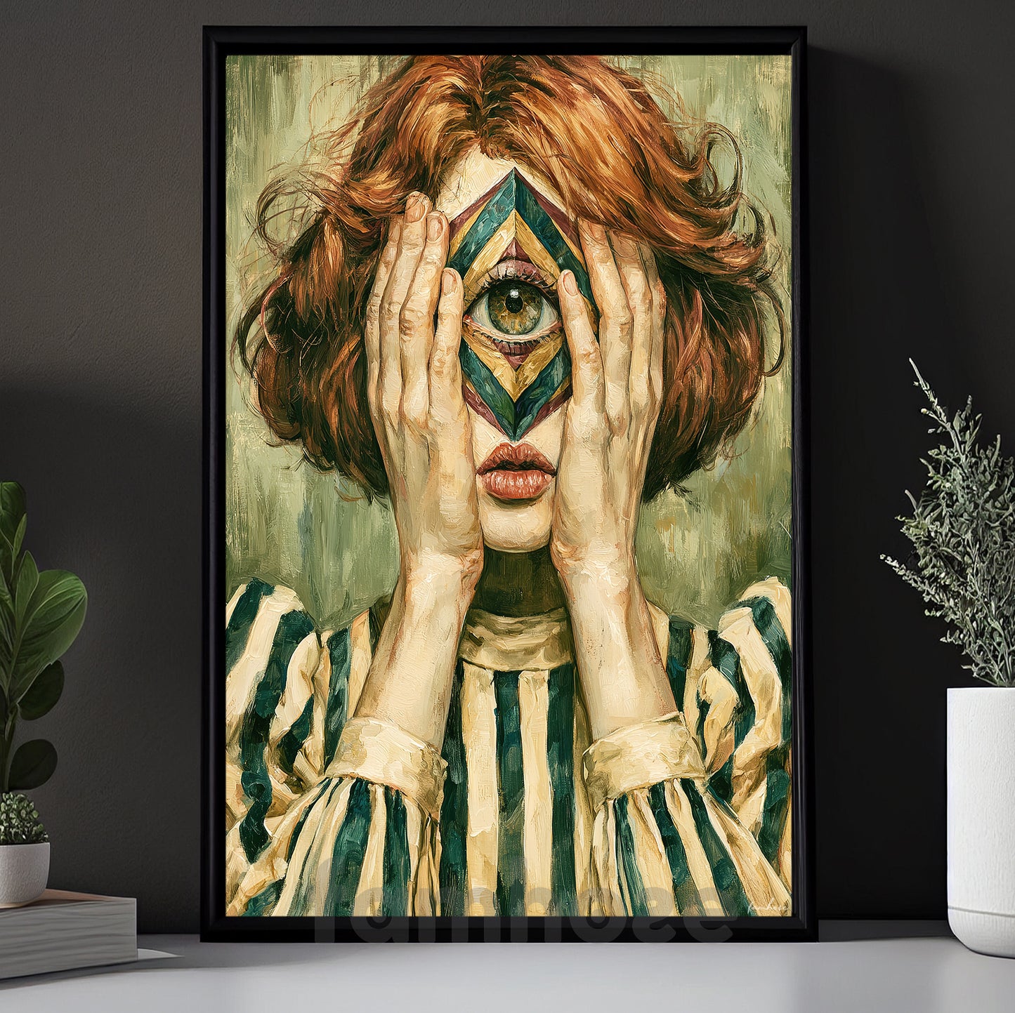 Surreal Psychological Portrait Canvas Painting, What The Mind Refuses To Show Wall Art Decor, Poster Gift For Surreal Art Lover