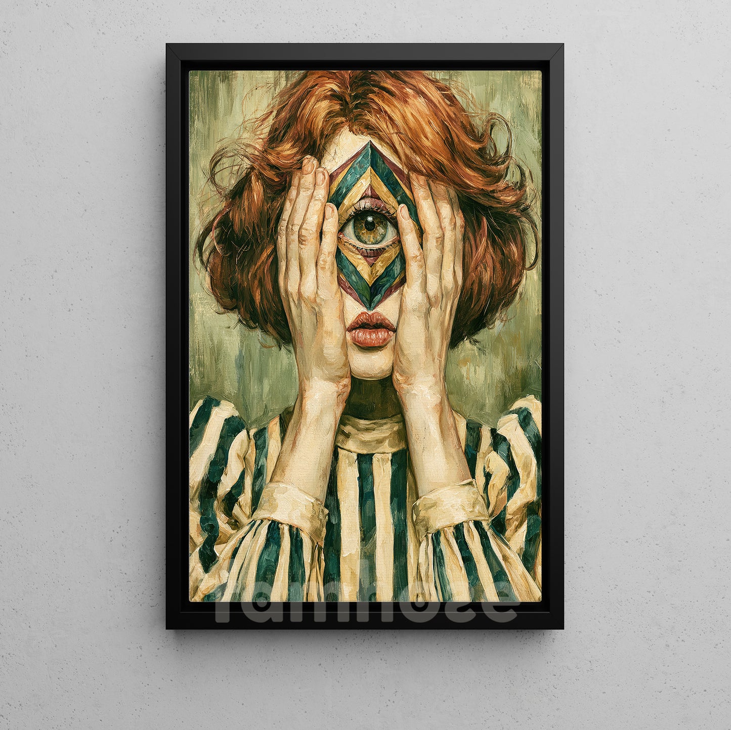 Surreal Psychological Portrait Canvas Painting, What The Mind Refuses To Show Wall Art Decor, Poster Gift For Surreal Art Lover