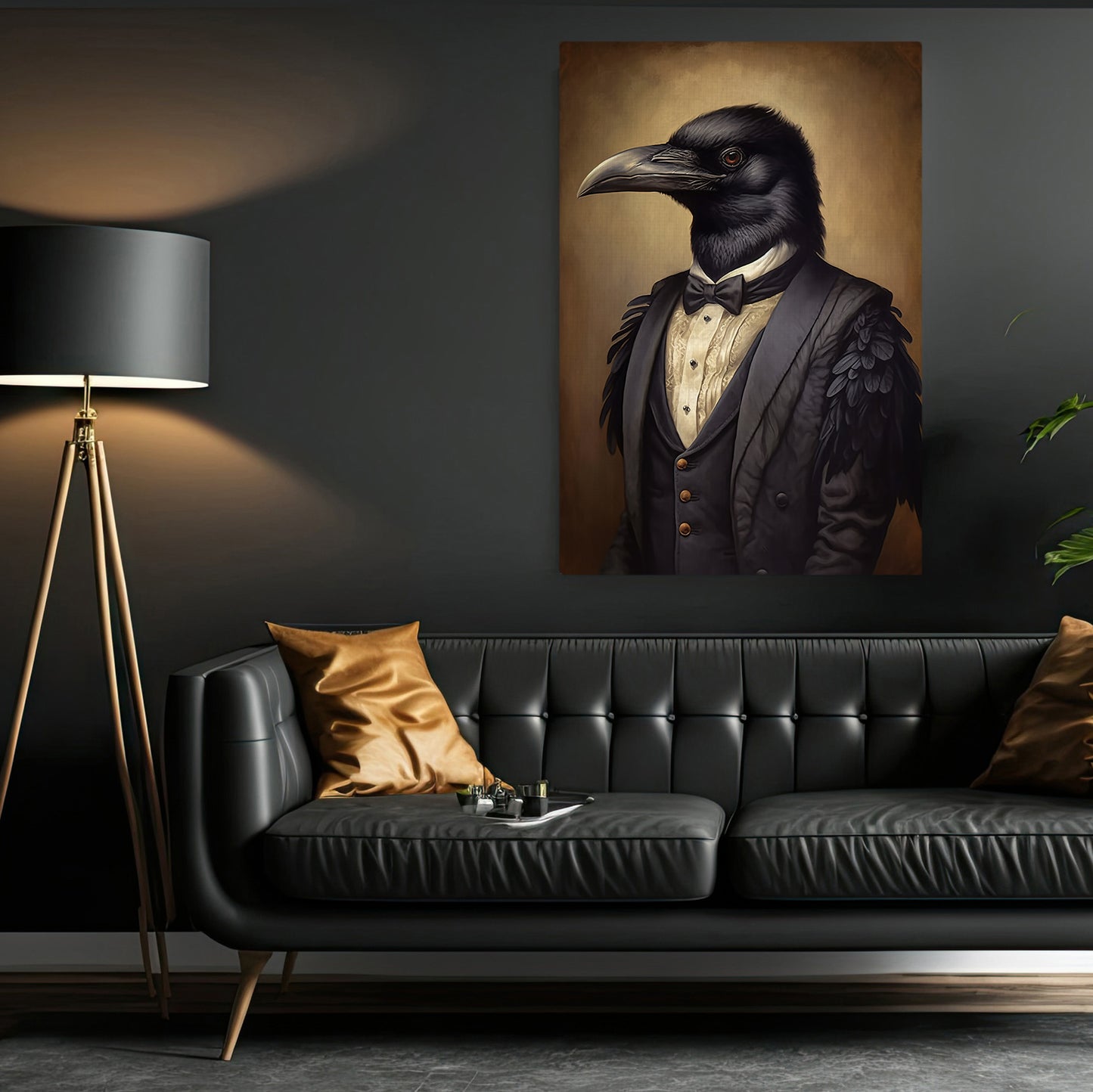 The Raven's Regalia, Victorian Raven Canvas Painting, Victorian Animal Wall Art Decor, Poster Gift For Raven Lovers