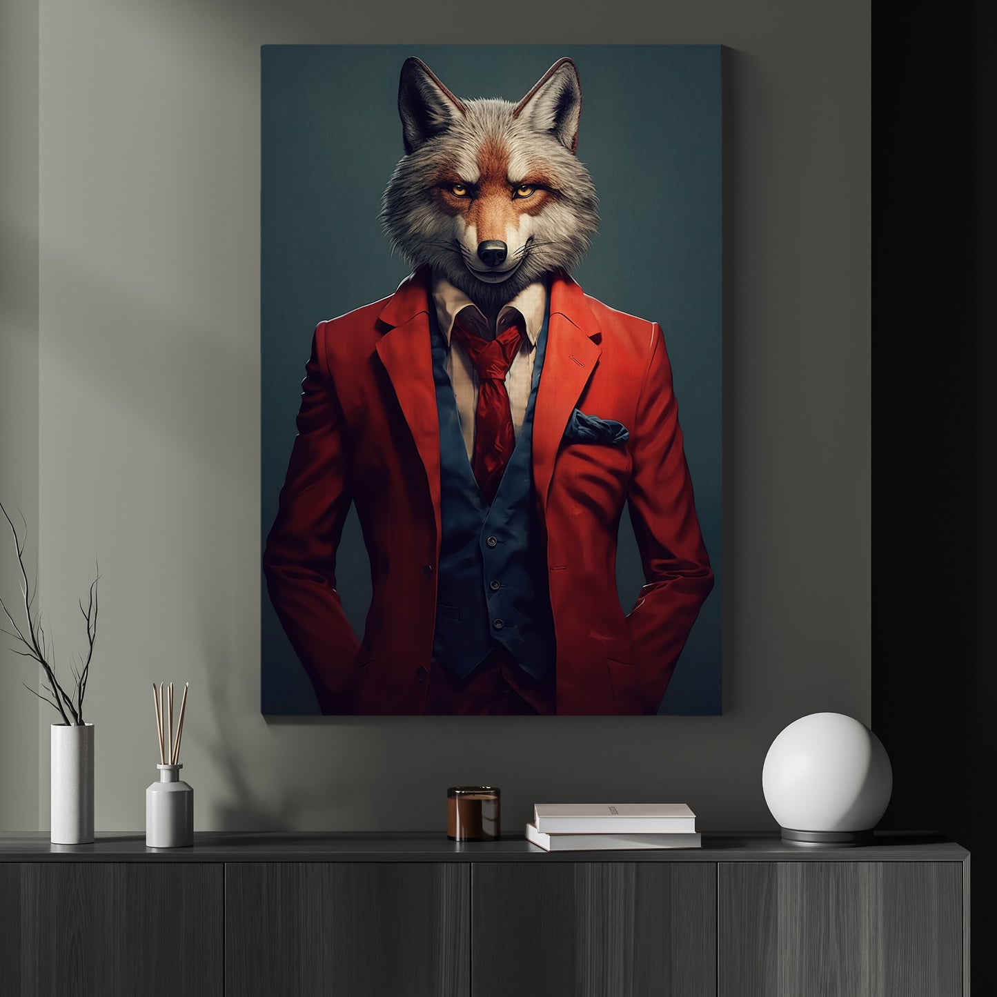 The Fox's Wardrobe, Victorian Fox Canvas Painting, Victorian Animal Wall Art Decor, Poster Gift For Fox Lovers