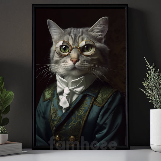Victorian Cat Canvas Painting, Noble Cat Wall Art Decor, Poster Gift For Cat Lovers