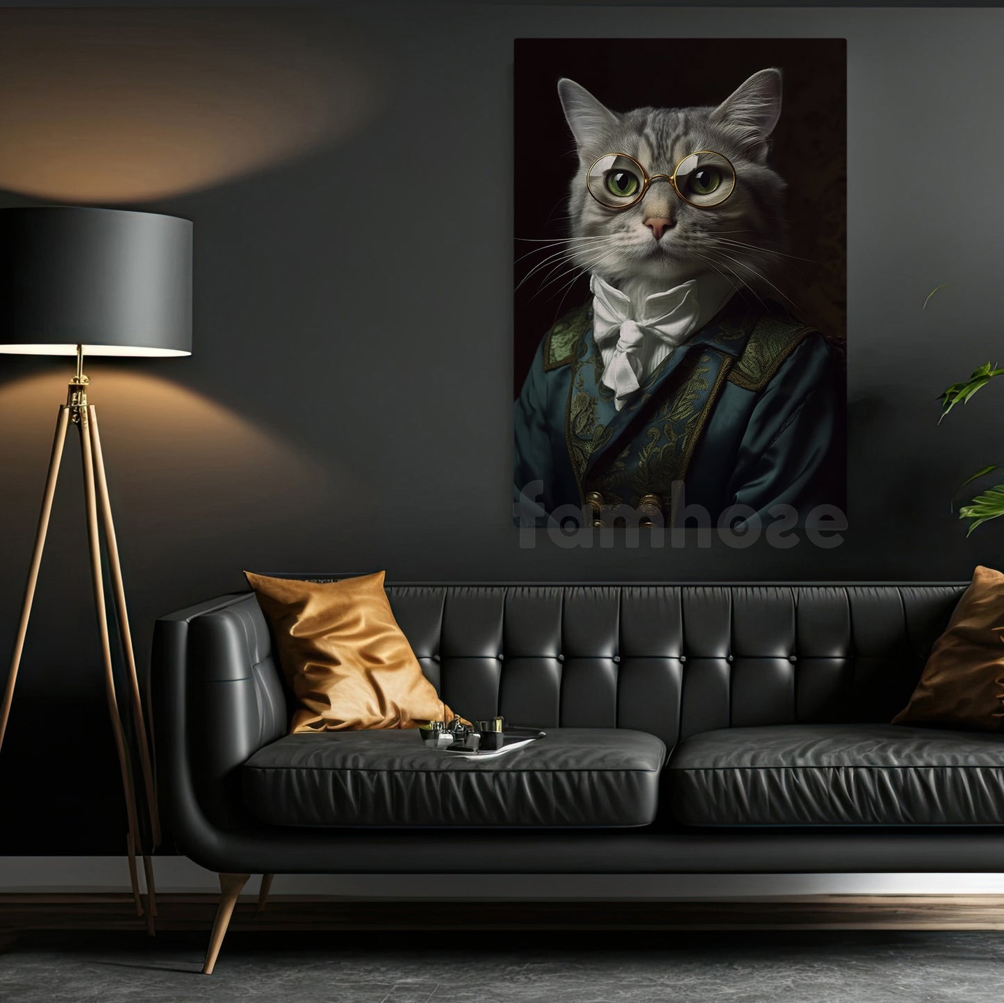 Victorian Cat Canvas Painting, Noble Cat Wall Art Decor, Poster Gift For Cat Lovers