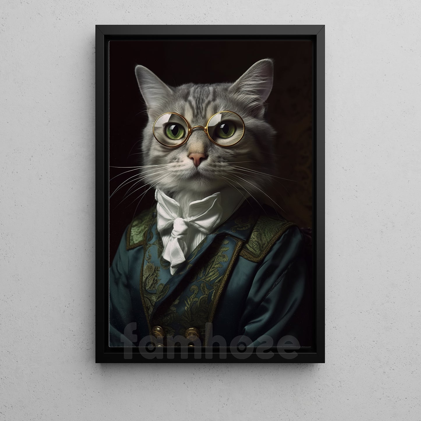 Victorian Cat Canvas Painting, Noble Cat Wall Art Decor, Poster Gift For Cat Lovers