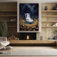 Cute Ghost On Rocking Chair, Ghost Canvas Painting, Forest Wall Art, Spooky Poster Gift