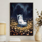 Cute Ghost On Rocking Chair, Ghost Canvas Painting, Forest Wall Art, Spooky Poster Gift