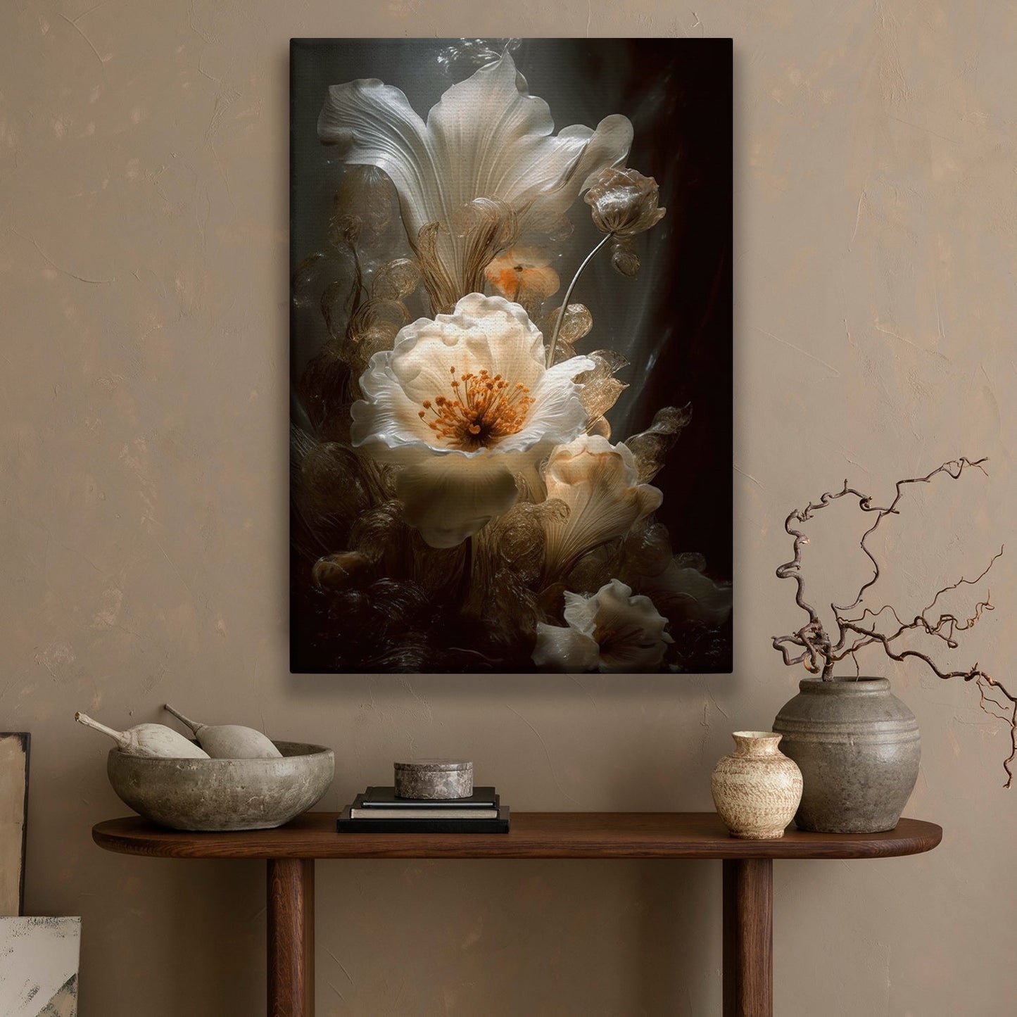 Soft Tone Flower, Modern Flower Canvas Painting, Wall Art Decor - Poster Gift For Flower Lovers